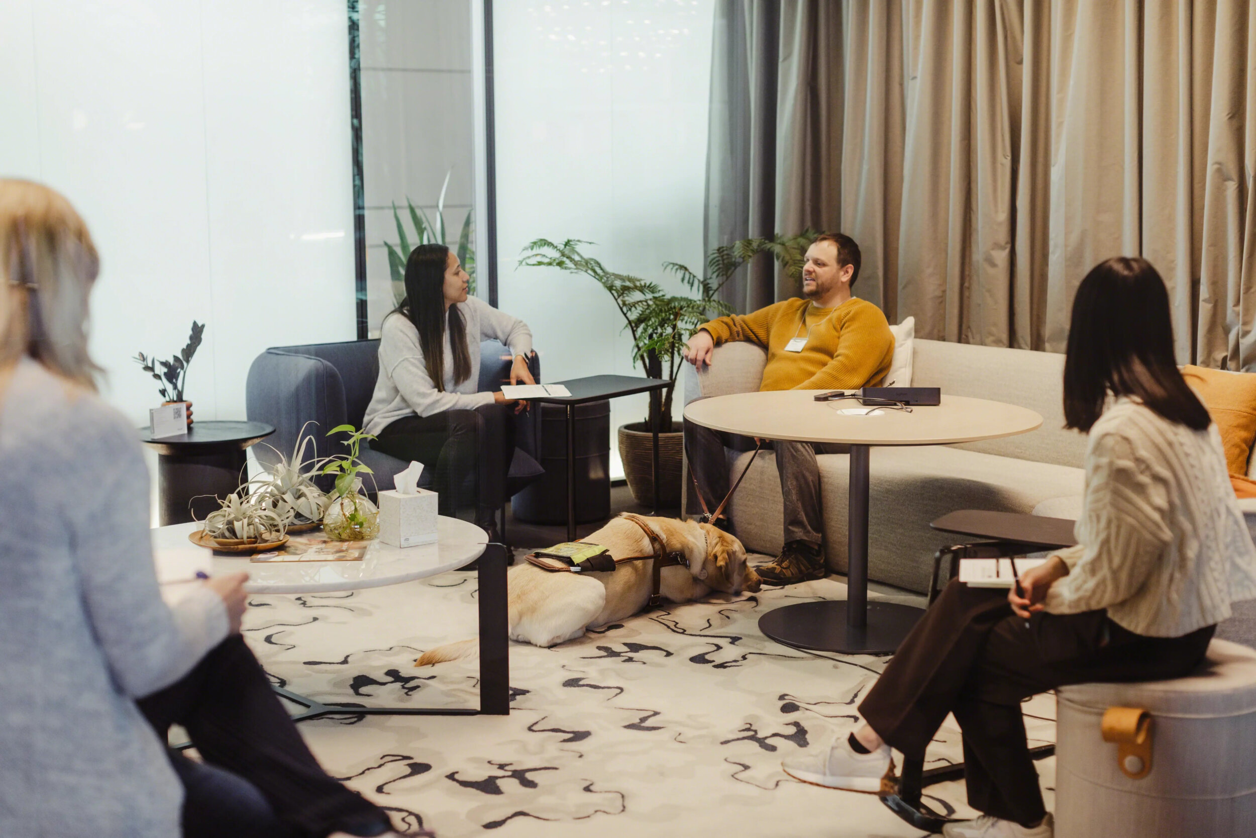 Colleagues gathering in accessible space